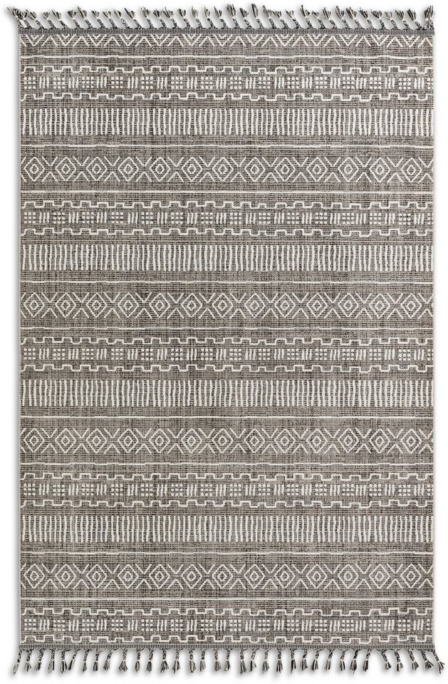 Teppich Ravenna 6634 224, ASTRA, rechteckig, Höhe: 5 mm, eleganter  Kurzflorteppich mit Fransen