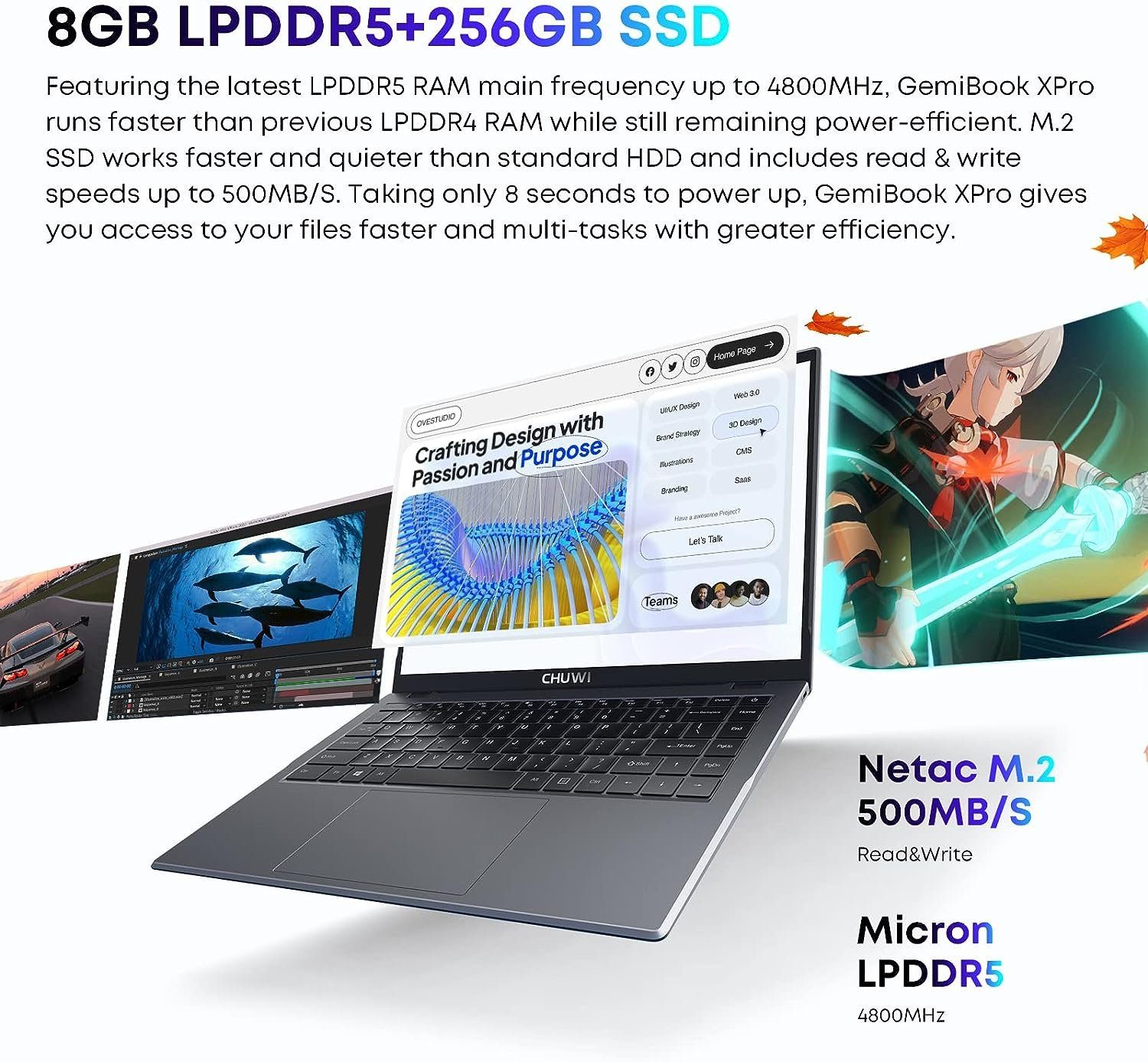 CHUWI Notebook (8 GB SSD, Gemibook Xpro Laptop PC 14,1 Zoll Windows 11 OS Intel Alder Lake N100)