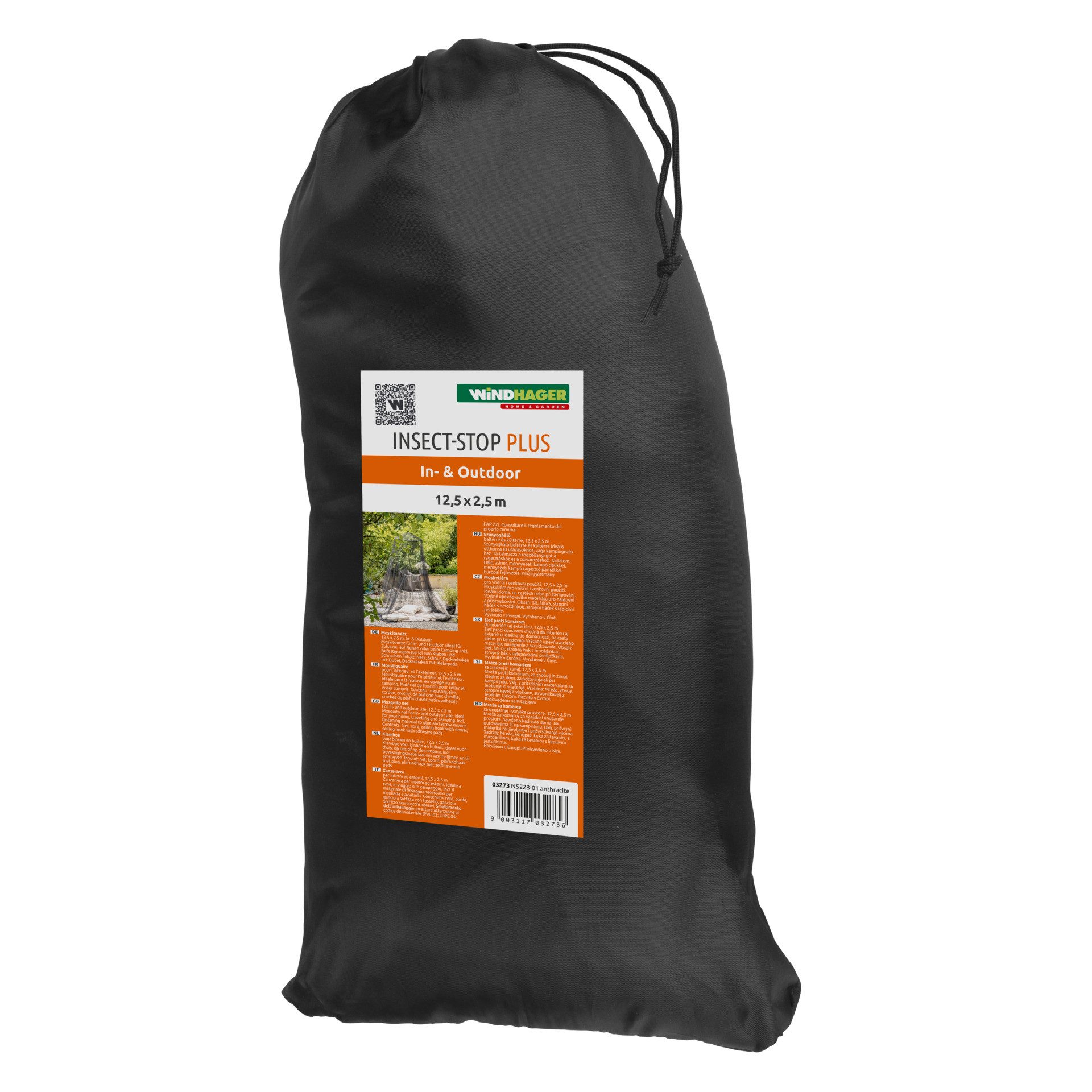 Windhager Moskitonetz für Einzel- und Doppelbetten, Fliegengitter Indoor, Outdoor geeignet (1 St), Insektenschutz 250x1250cm, Mückenvorhang erhältlich in anthrazit, weiß