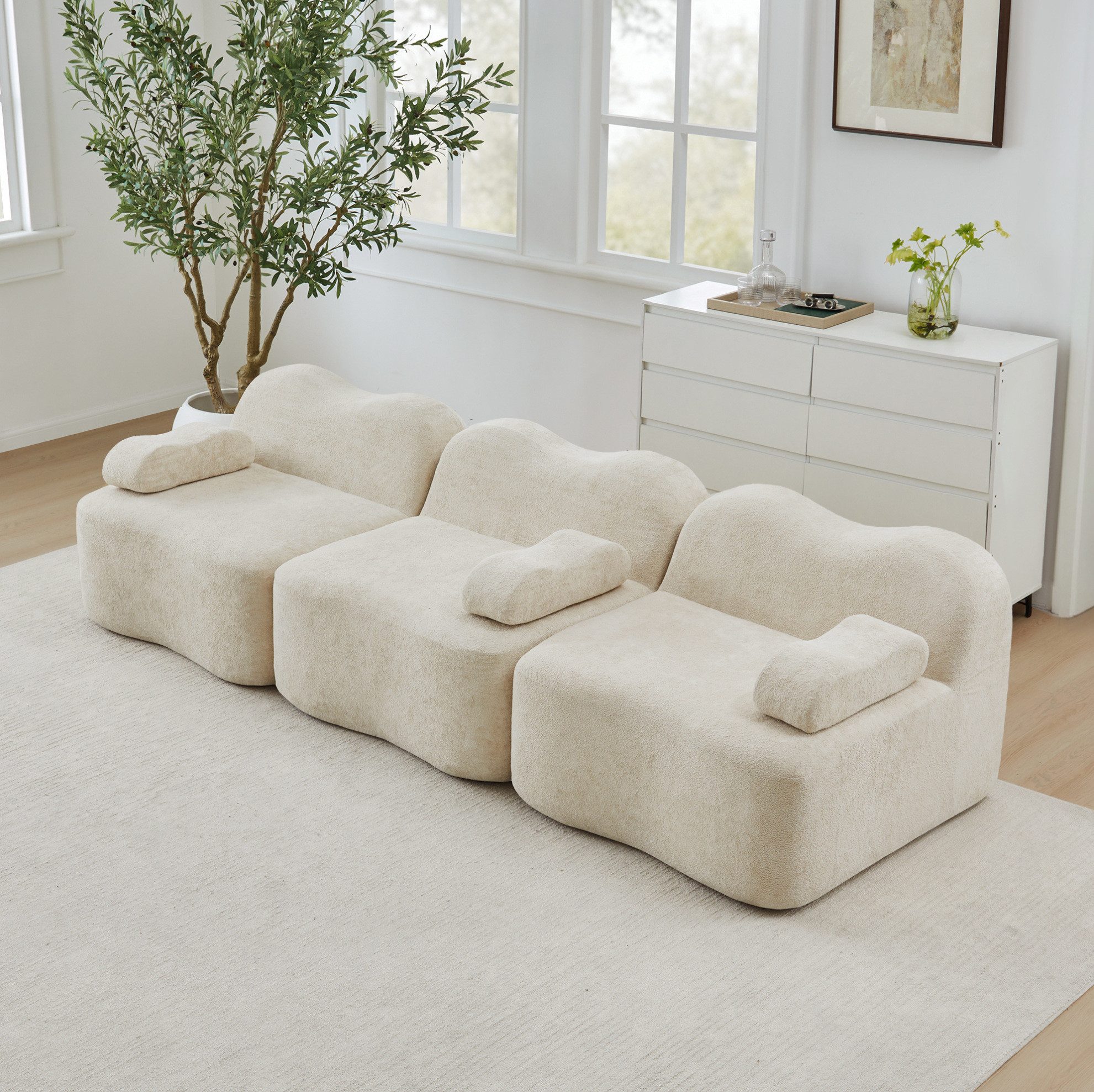 REDOM Loungesofa vielseitig kombinierbares modulares Ecksofa, mit Ottoman-Optionen, stabiler Formgebung und ergonomischer Sitzstruktur, weich, pflegeleicht und direkt nach dem Auspacken nutzbar 1 Teile