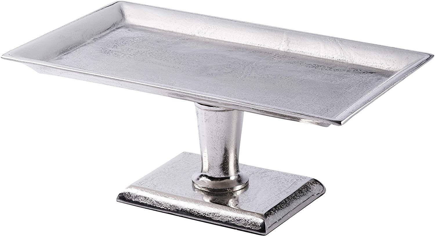 MichaelNoll Dekoetagere Etagere XL Dekoteller Schale - Servierplatte Groß aus Metall Aluminium - Silber Deko Luxus - Tischdeko Hochzeit - Dekoration für Wohnzimmer, Esszimmer oder Küche - 40 cm | Dekoschalen