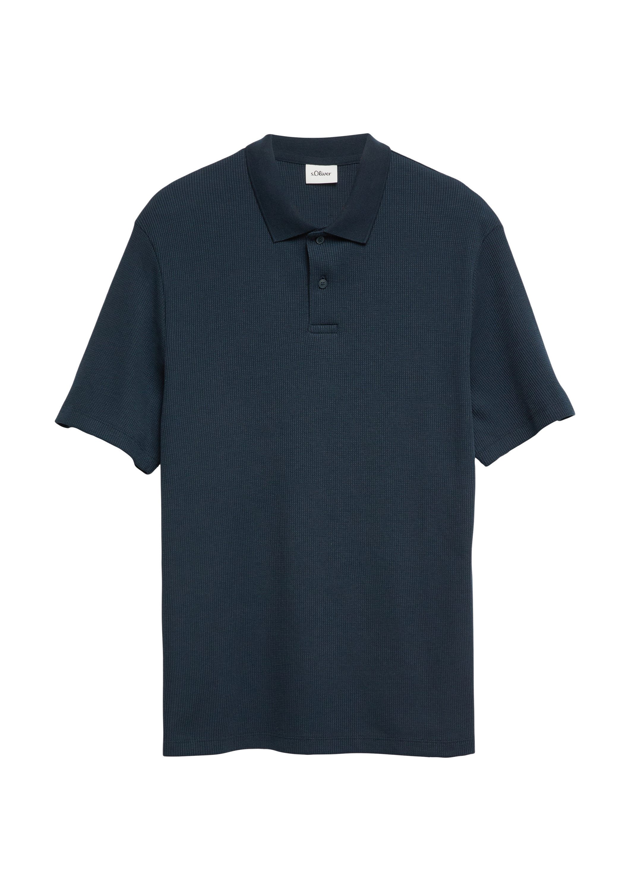 s.Oliver Kurzarmshirt Polo-Shirt Poloshirt aus Waffelpiqué