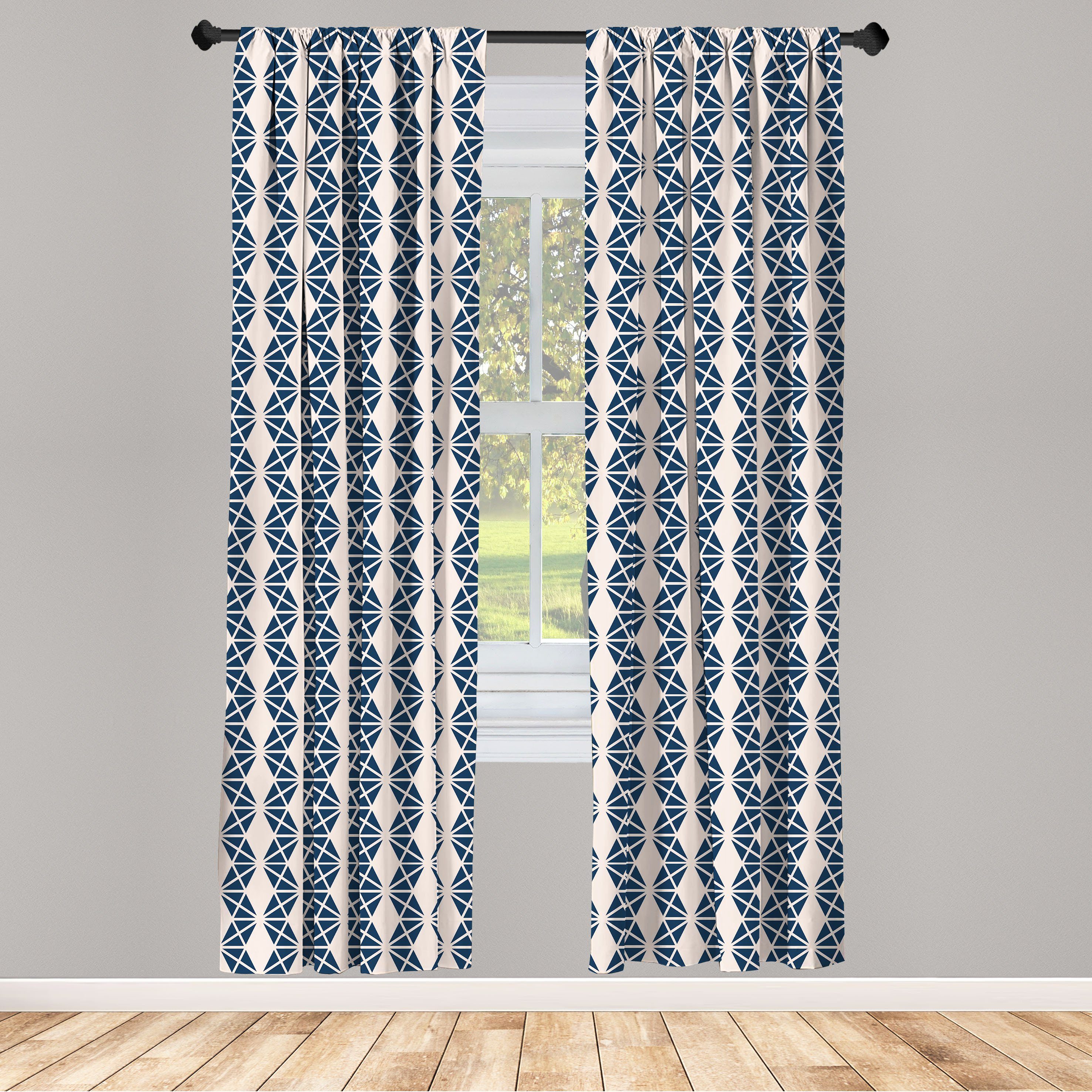 Gardine Vorhang für Wohnzimmer Schlafzimmer Dekor, Abakuhaus, Microfaser, Abstrakt Vertikale Wellenförmige Triangles