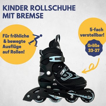 Best Sporting Inlineskates robuste Inliner für Jugendliche mit Bremse I Rollerskates Schuhe Kinder I Inliner mit 4 Rollen, Inline Skates Kinder I Rollschuhe größenverstellbar