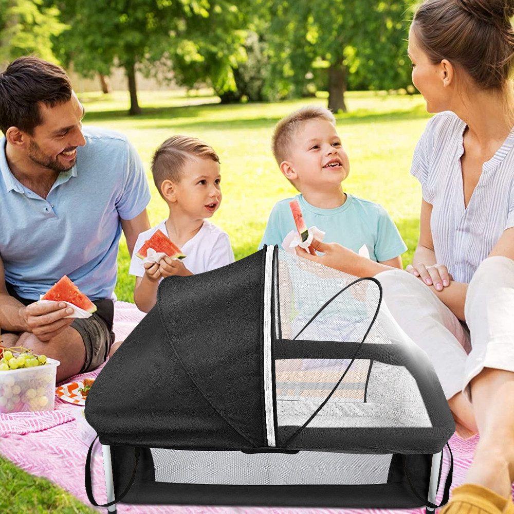 JEOBEST Baby-Reisebett 2-in-1 Reisebett, Faltbares Kinderreisebett Kinderbett mit Moskitonetz, Babybett mit weicher Komfort-Matratze inkl. Rucksack-Tragetasche