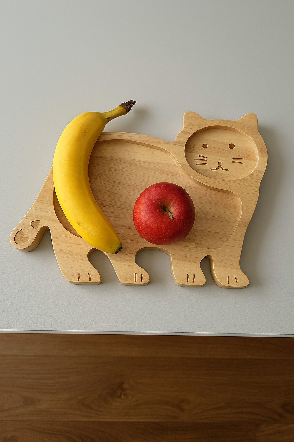 Weltbild Dekoteller Snackteller Katze aus Holz, Kindersnackteller