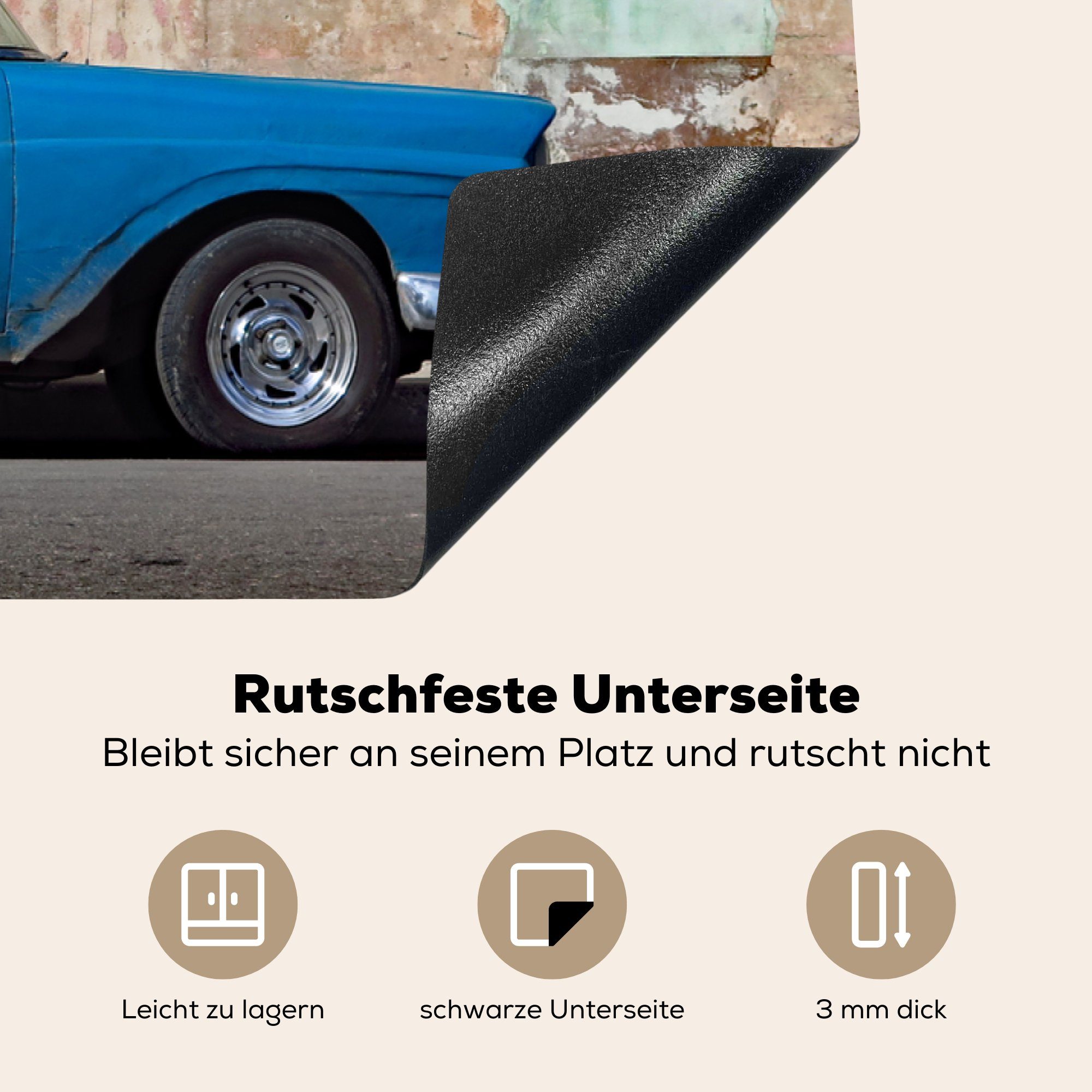MuchoWow für Arbeitsplatte Vinyl, tlg), (1 Oldsmobile Auto, cm, Herdblende-/Abdeckplatte Ceranfeldabdeckung, 83x51 küche