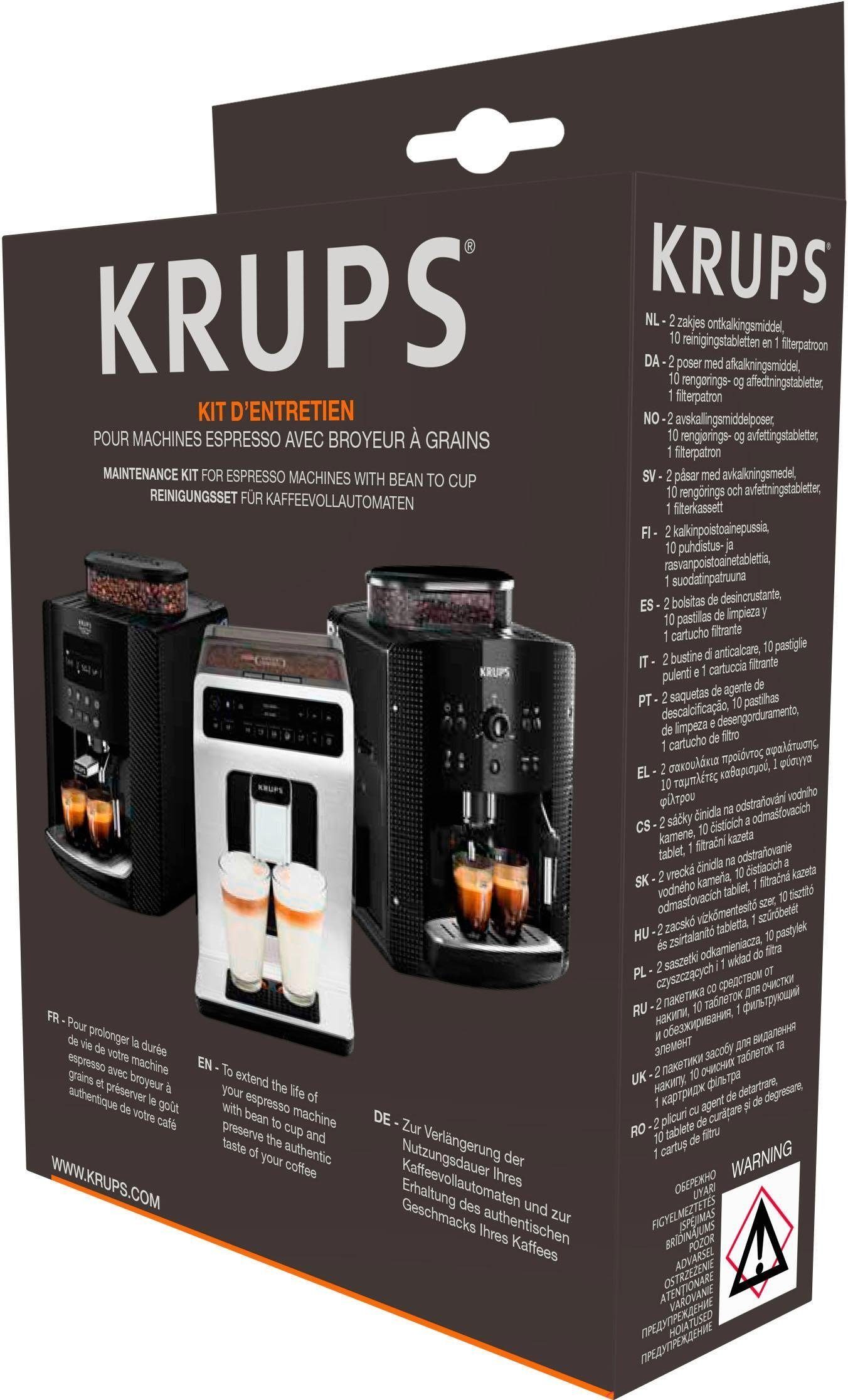 Krups XS5300 Pflegeset (14-St. 10 Reinigungstabs, 2 Entkalker, 1 Filterkartusche, 1 Teststreifen)