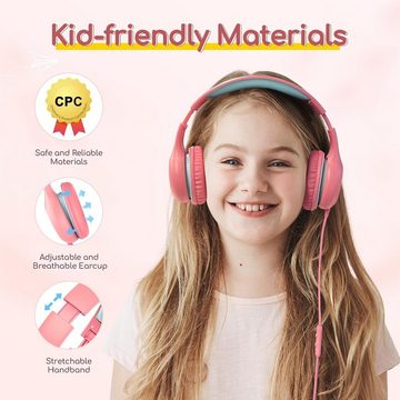 Earfun Kinder mit Kabel, 85/94dB Lautstärkenbegrenzer, Faltbare, Einstellbar Headset (Anpassbares und faltbares Design für maximale Flexibilität., Stereo Sound, HD-Mikrofon, Audio-Sharing, Over Ear Kinderkopfhörer)