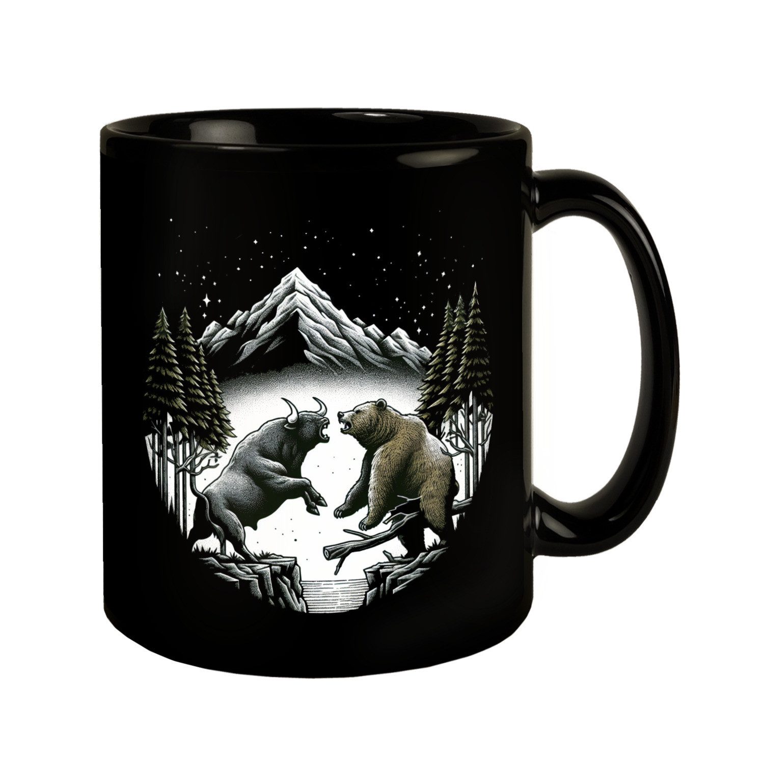 Tasse Börsianer Geschenk Tasse schwarz in Schwarz