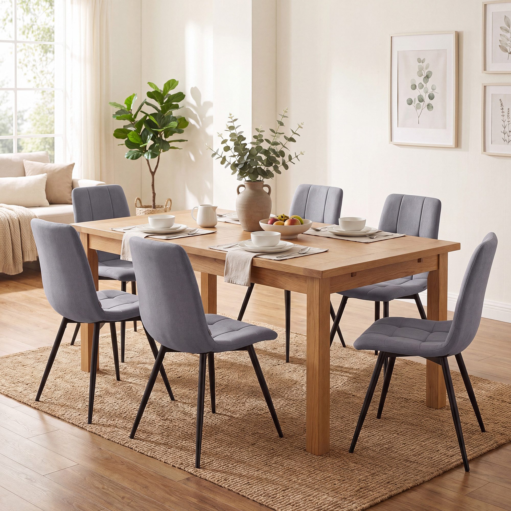 VASAGLE Esszimmerstuhl 360° Drehbar, aus Samt, Ergonomischer Samtstuhl, 6er Set, für Esszimmer und Wohnzimmer – Bild 2 von 5
