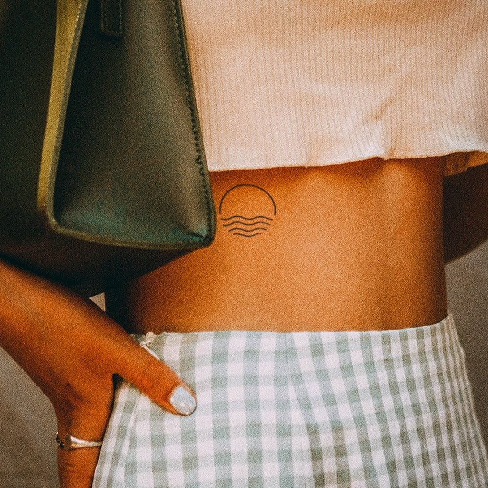 Inkster Schmuck-Tattoo Sonnenuntergang Ozean Tattoo, wasserfestes temporäres Tattoo, 2 Wochen Halt