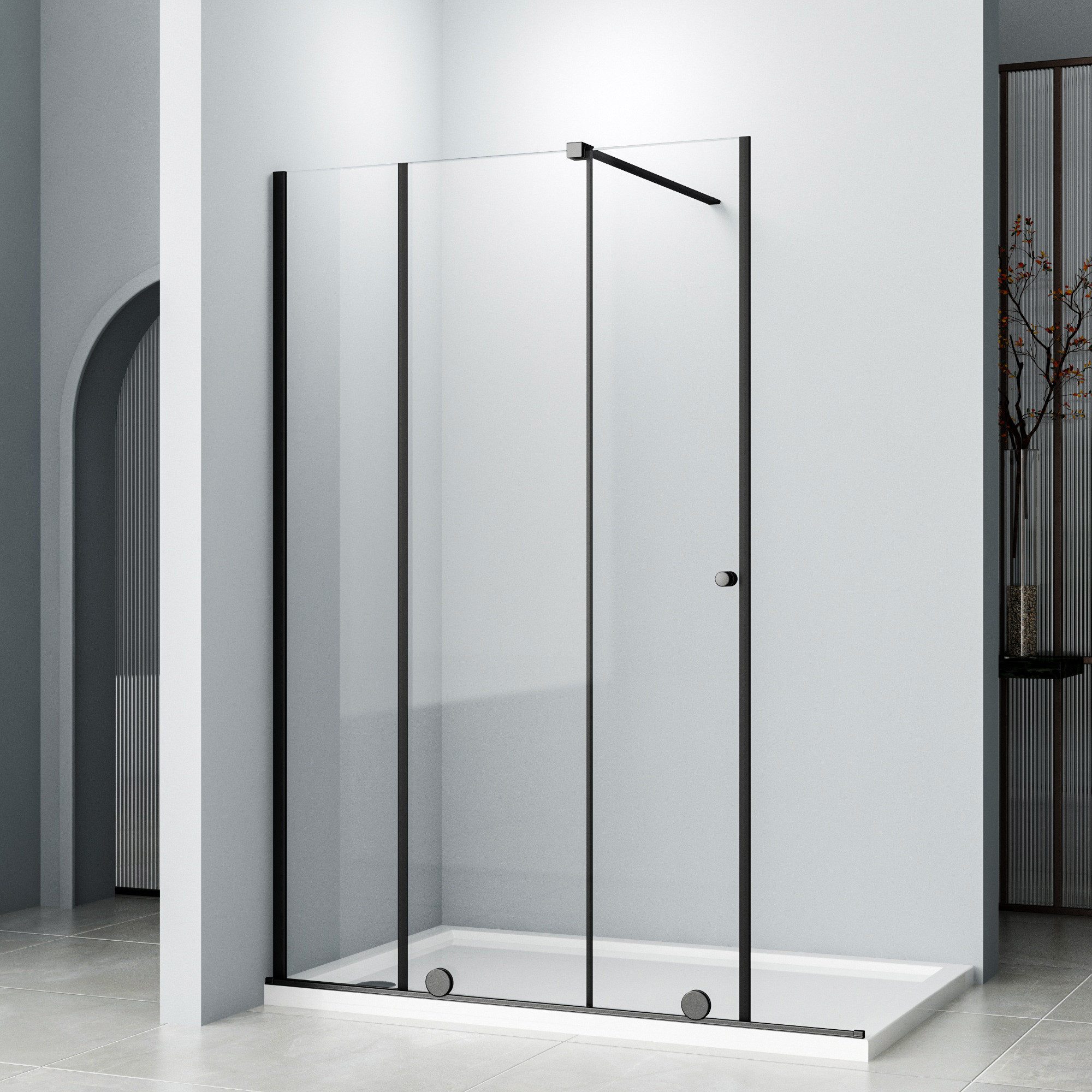 Hopibath Duschwand Schwarz für Dusche 90-140cm günstig online kaufen