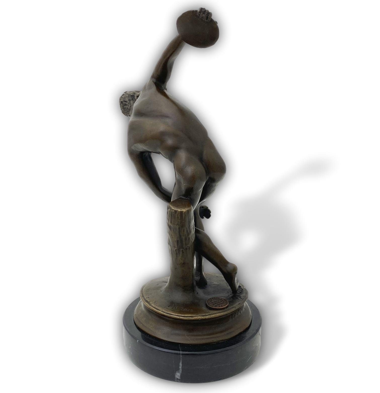 Antik-Stil Bronzefigur Skulptur Kopie Aubaho Sport nach Diskuswerfer Myron Re Diskobol