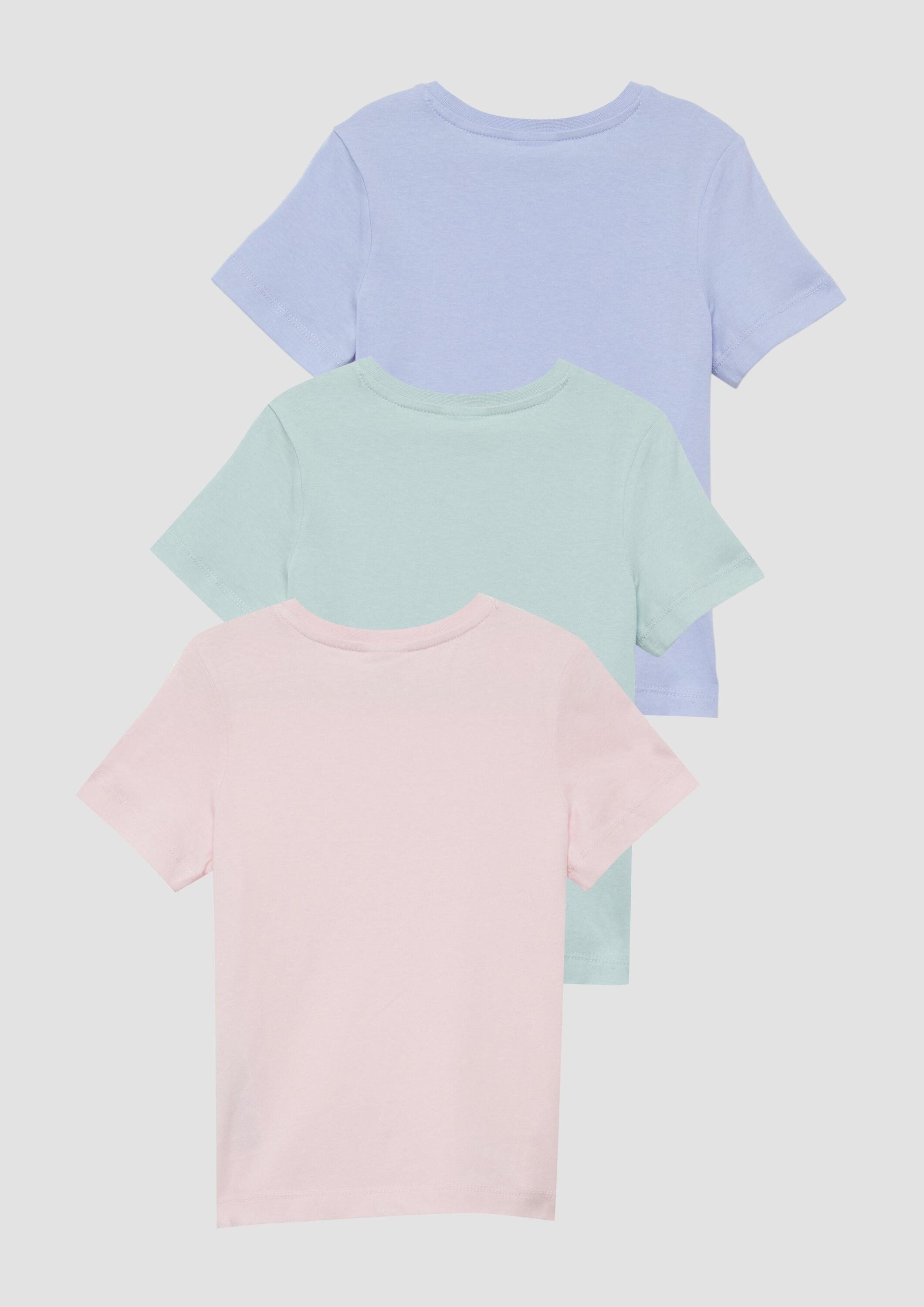 s.Oliver Kurzarmshirt T-Shirt Unisex Dreierpack T-Shirts mit Logoprint