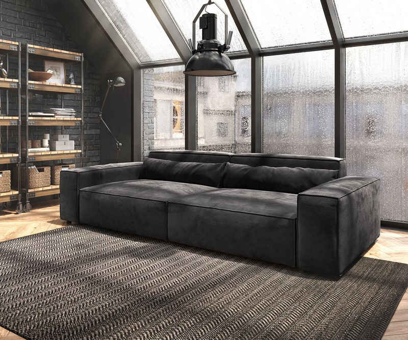 DELIFE Big-Sofa Sirpio, XL Mikrofaser Schwarz 270x130 cm