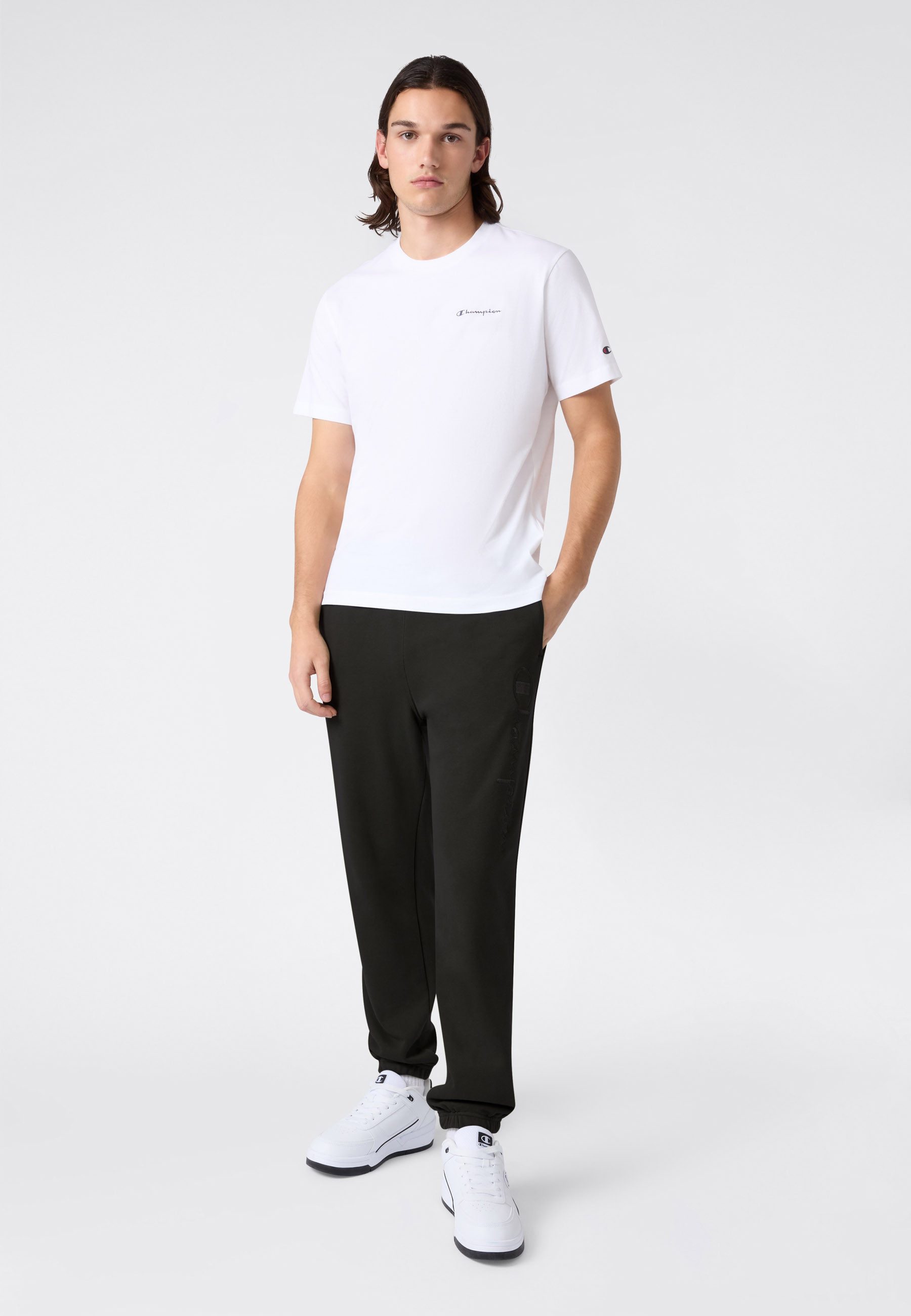 Champion Jogginghose ICONS Terry Elastic Cuff Pants Large Logo sportliche Jogginghose, aus Baumwolle und Polyester