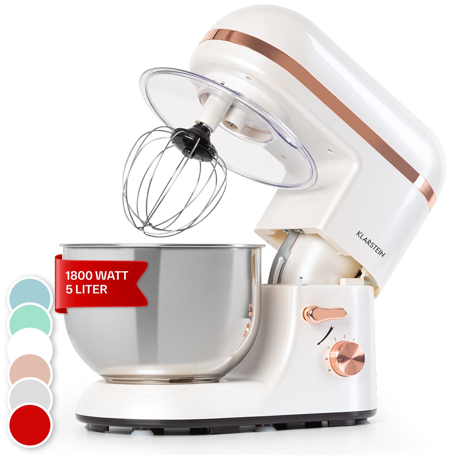 Klarstein Küchenmaschine mit Kochfunktion, 1800 W, 5.2 l Schüssel, Knetmaschine Teigmaschine Teigknetmaschine Rührmaschine Standmixer