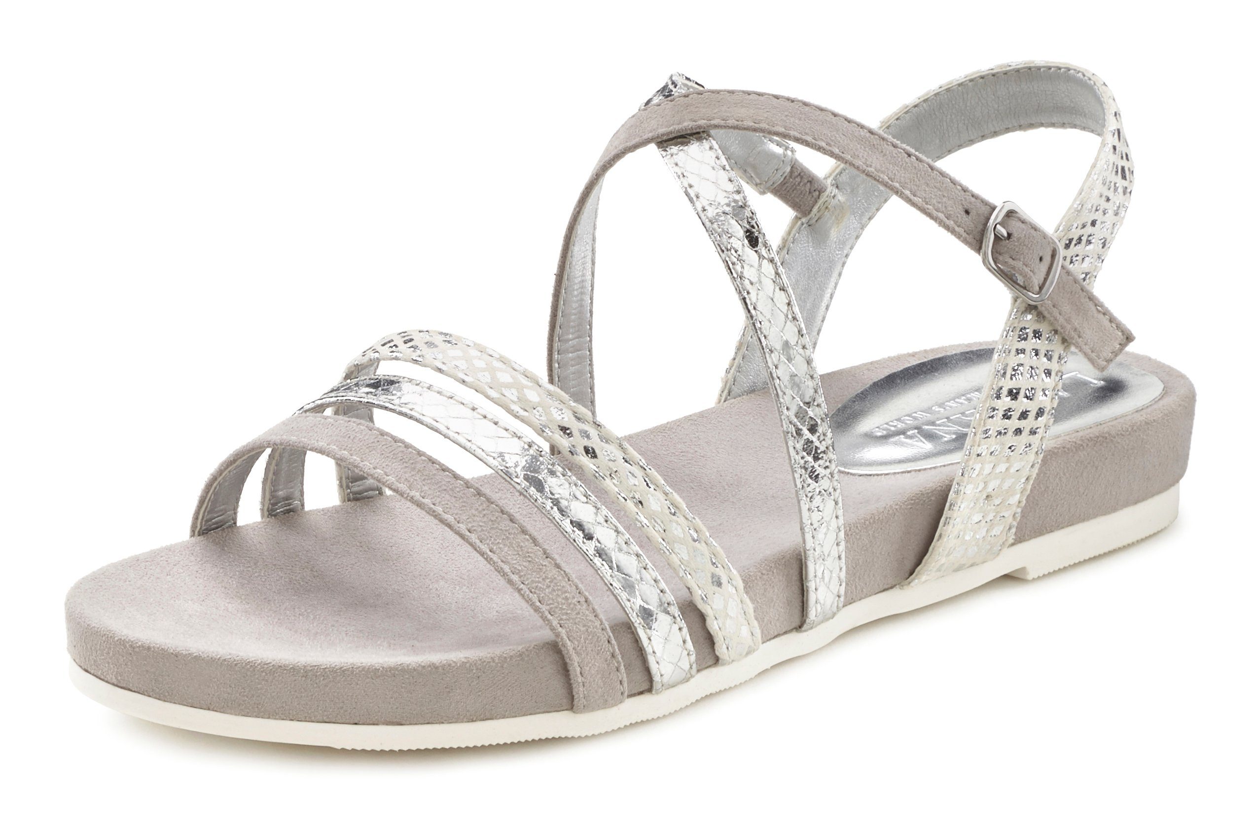 mit Sommerschuh Metallic-Optik Sandale Sandalette, VEGAN LASCANA