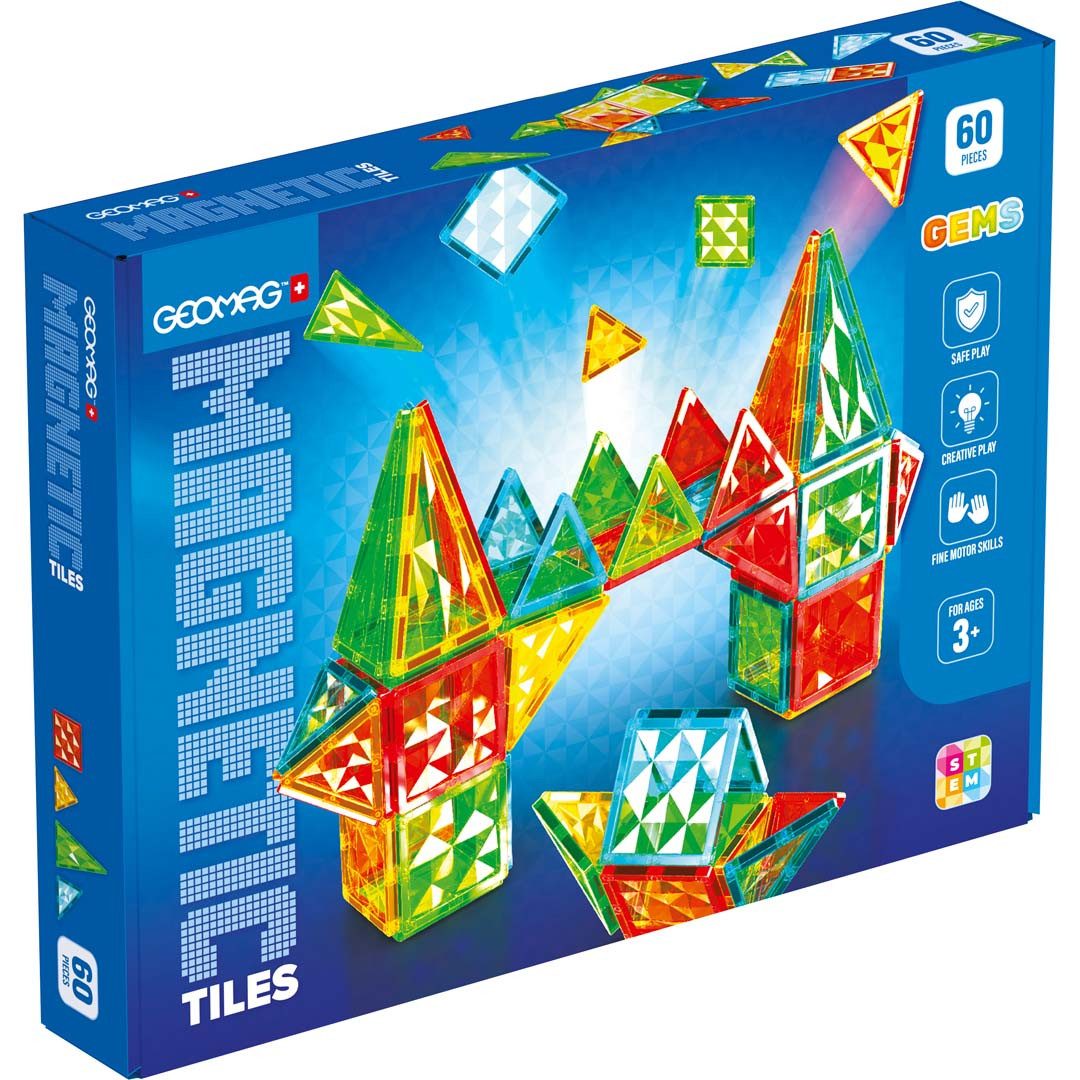Geomag™ Magnetic Tiles Gems (4103) Magnetspielbausteine, (60 St)