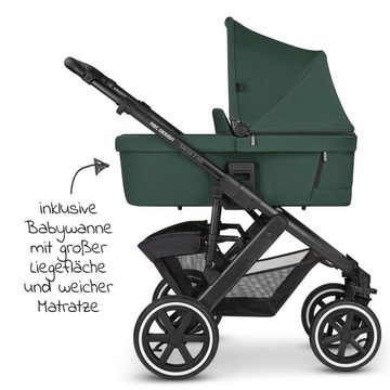 ABC Design Kombi-Kinderwagen Salsa 4 Air - Diamond Edition - Basil, (5-tlg), 2in1 Set mit Lufträdern, Babywanne, Sportsitz, Fußsack, Wickeltasche