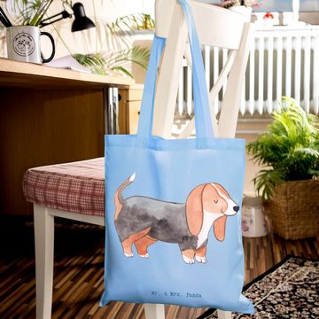 Mr. & Mrs. Panda Tragetasche Basset Hound Lebensretter - Sky Blue - Geschenk, Beutel, Jutebeutel, (1-tlg), Modisches Design