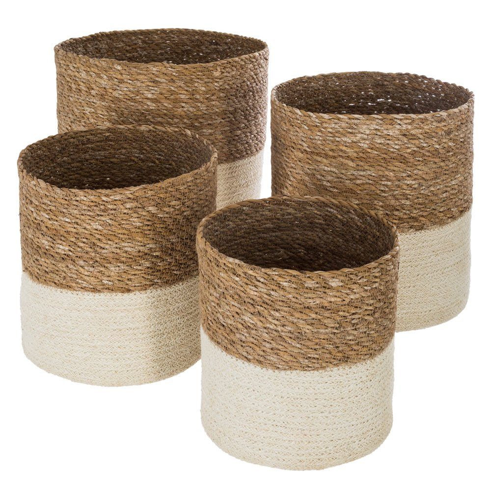 Atmosphera Créateur d'intérieur Aufbewahrungskorb Jute geflochtener Korb mit weißer Applikation, Korb in verschiedenen