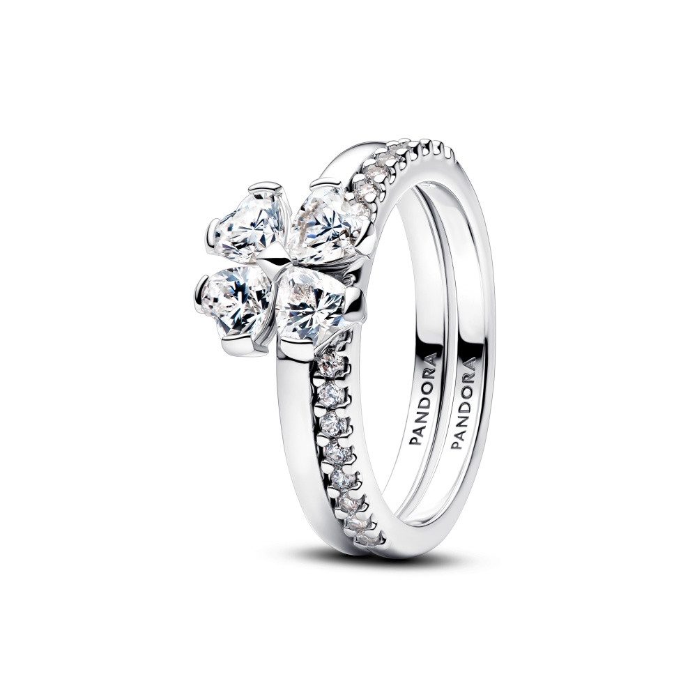 Pandora Fingerring Pandora Timeless Teilbarer Funkelnder Glücksklee Ring 194507C01-52 (1-tlg)