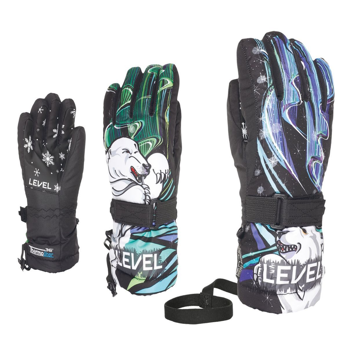 Level Skihandschuhe Junior Farbenfroher Handschuh für junge Skifahrer mit wasserdichter Membran