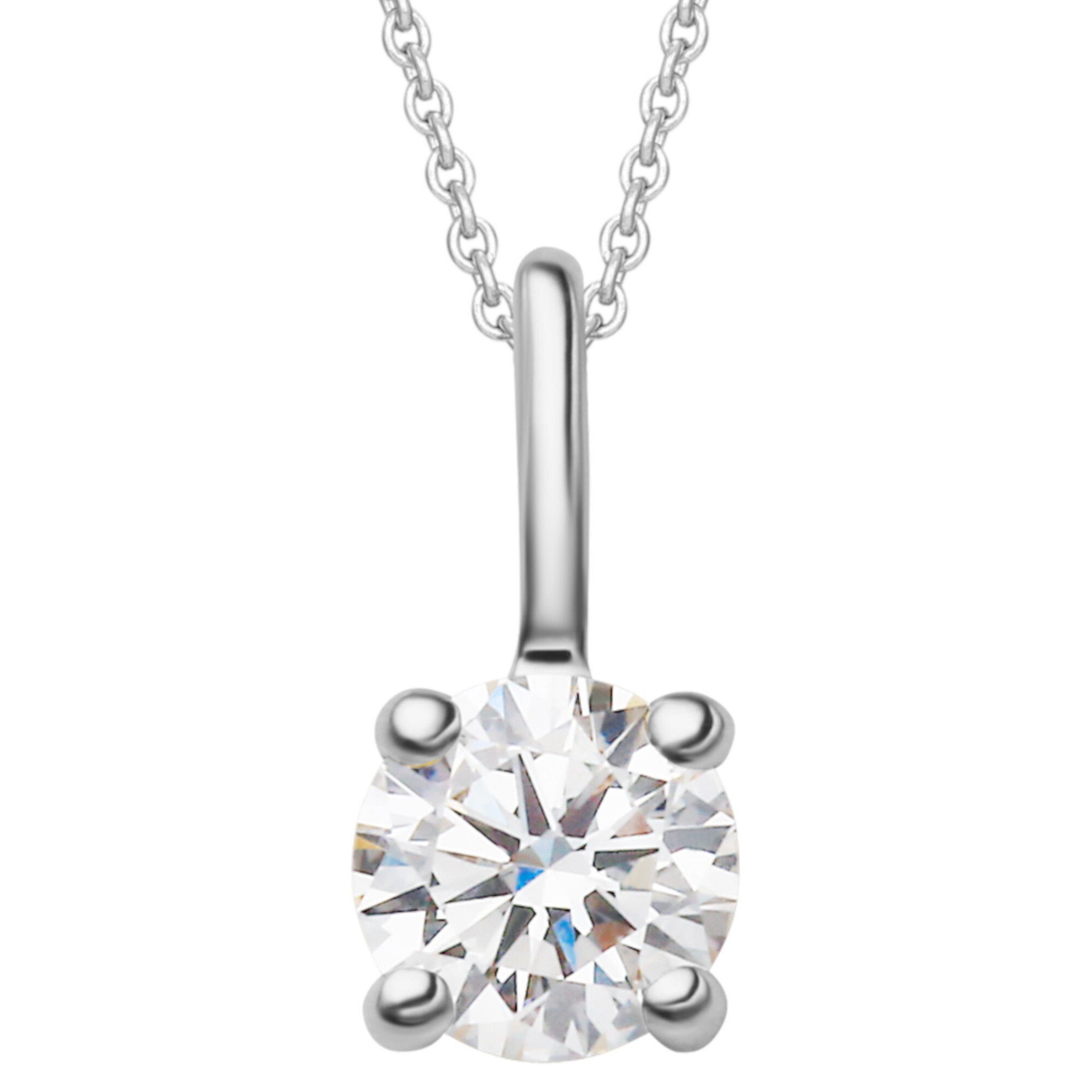 585 aus Damen Schmuck Weißgold, Diamant ELEMENT ONE Anhänger 0.1 ct Brillant Gold Kettenanhänger