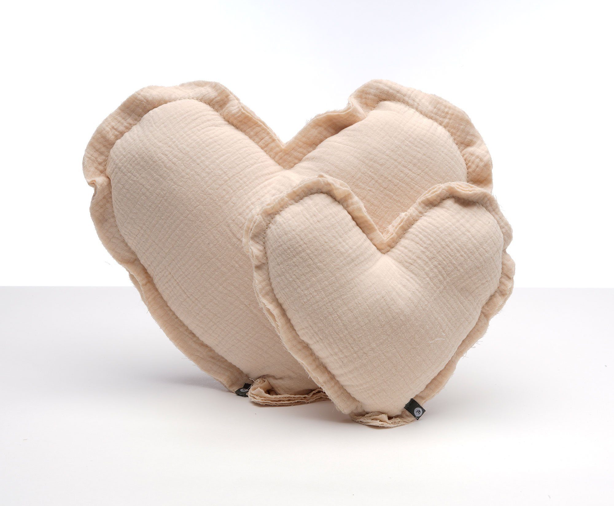 Babykissen Musselinkissen Herz aus 100% Baumwolle, Dekokissen Kuschelkissen