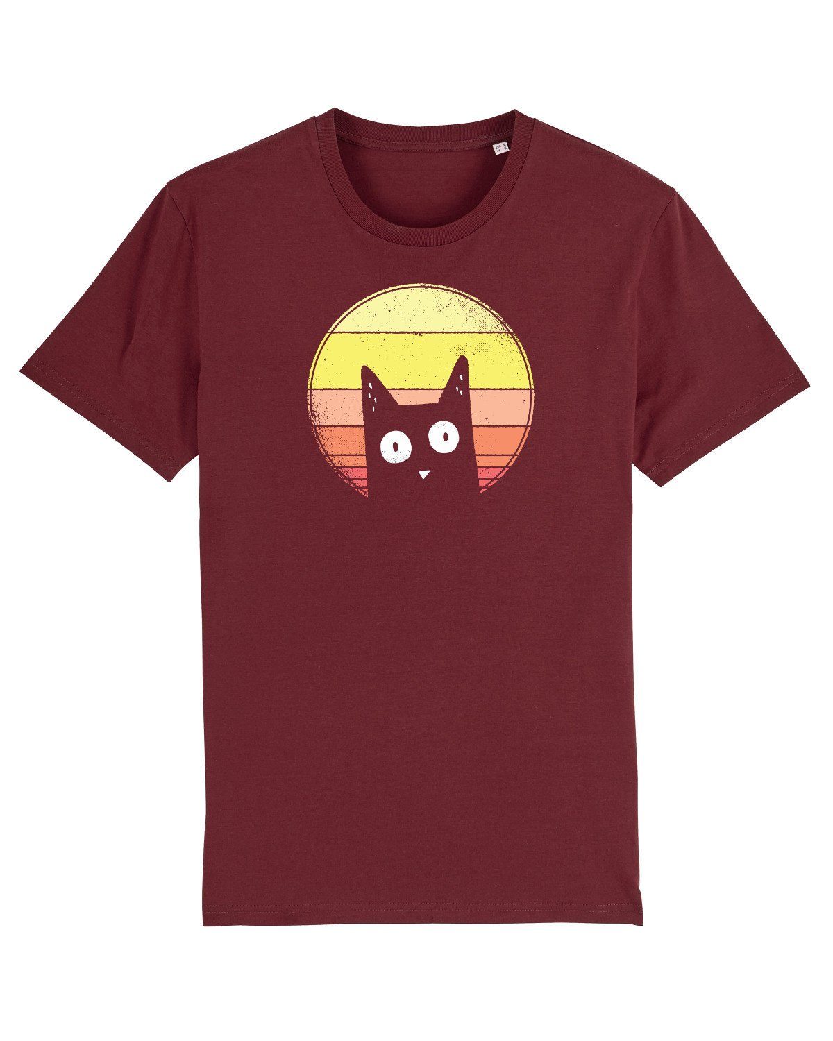 wat? Apparel Print-Shirt Sunset Cat (1-tlg) weinrot