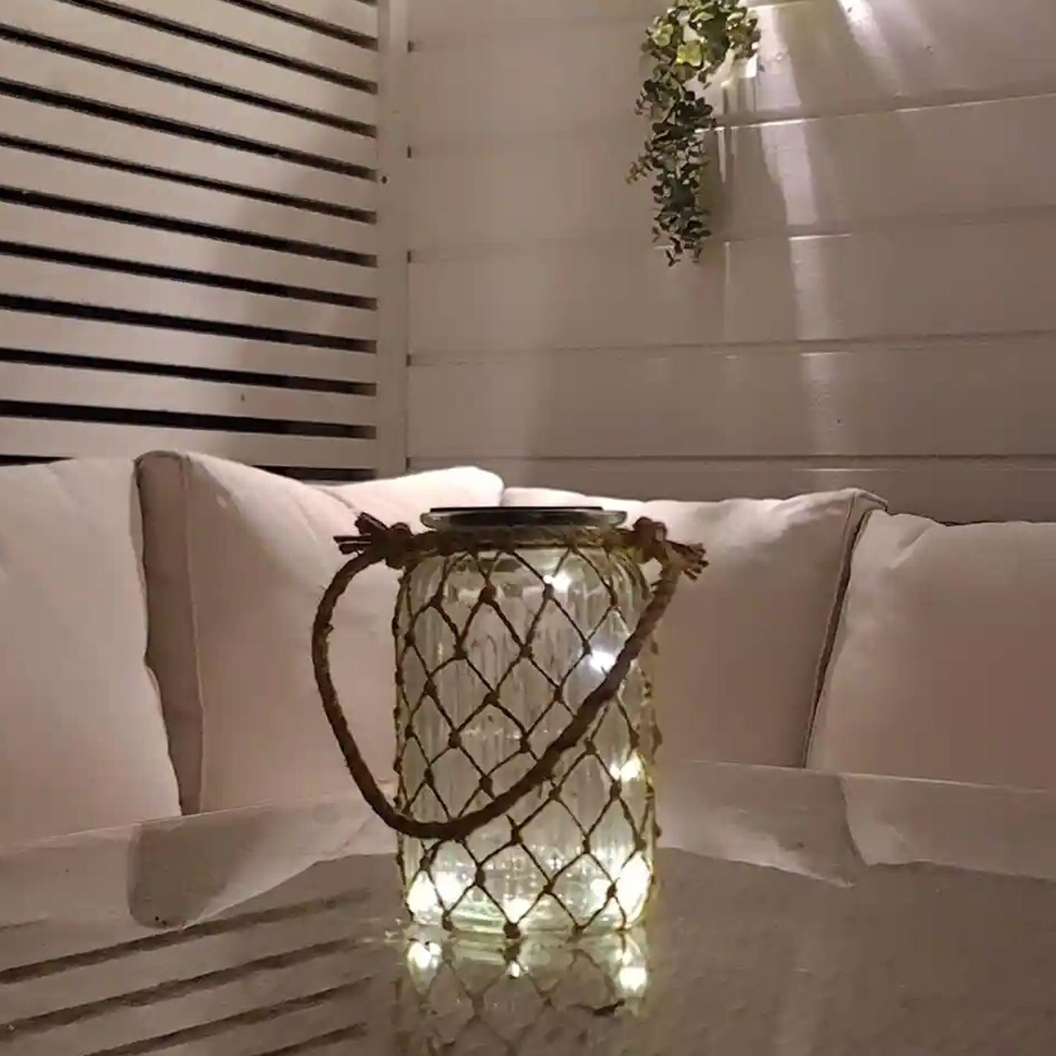 Home4Living Tischleuchte Solarlampe Dekoglas Terrassenleuchte Tischdeko Laterne, inkl. Leuchtmittel