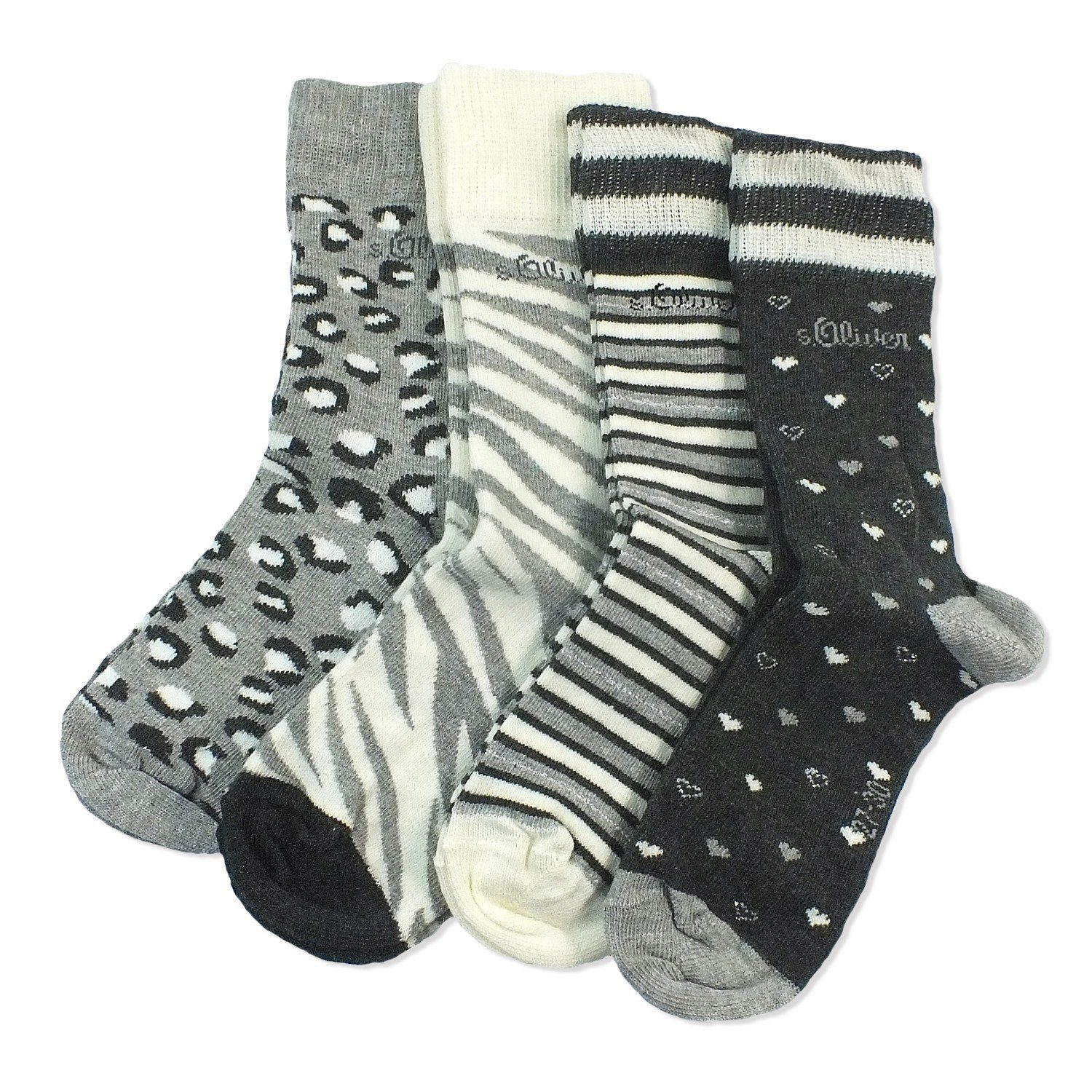 s.Oliver Langsocken S20308 (Set, 4-Paar, 4 Paar) Kinder Socken, Jungen & Mädchen mit Baumwolle, Kindersocken