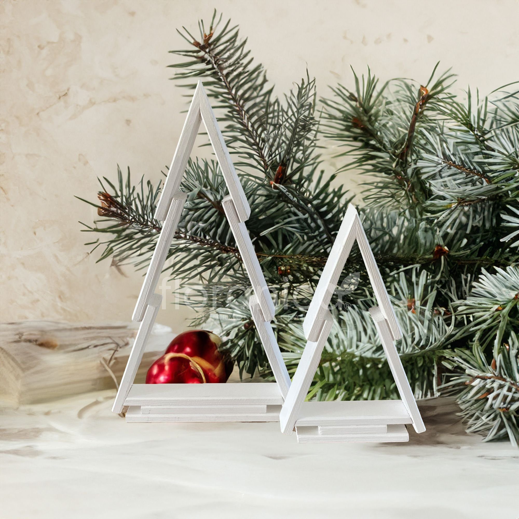 Weihnachtsdeko Weihnachtsbaum Weiß St), Floranica (2 Kiefernholz Hängedekoration Farbe: