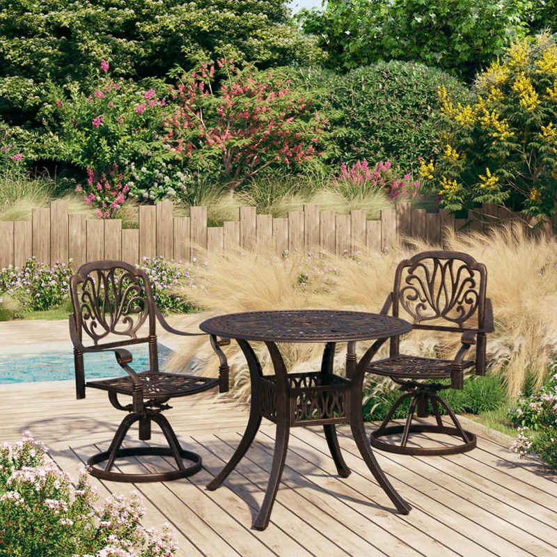 vidaXL Gartenlounge-Set 3-tlg. Bistro-Set Aluminiumguss Bronzen, (3-tlg)