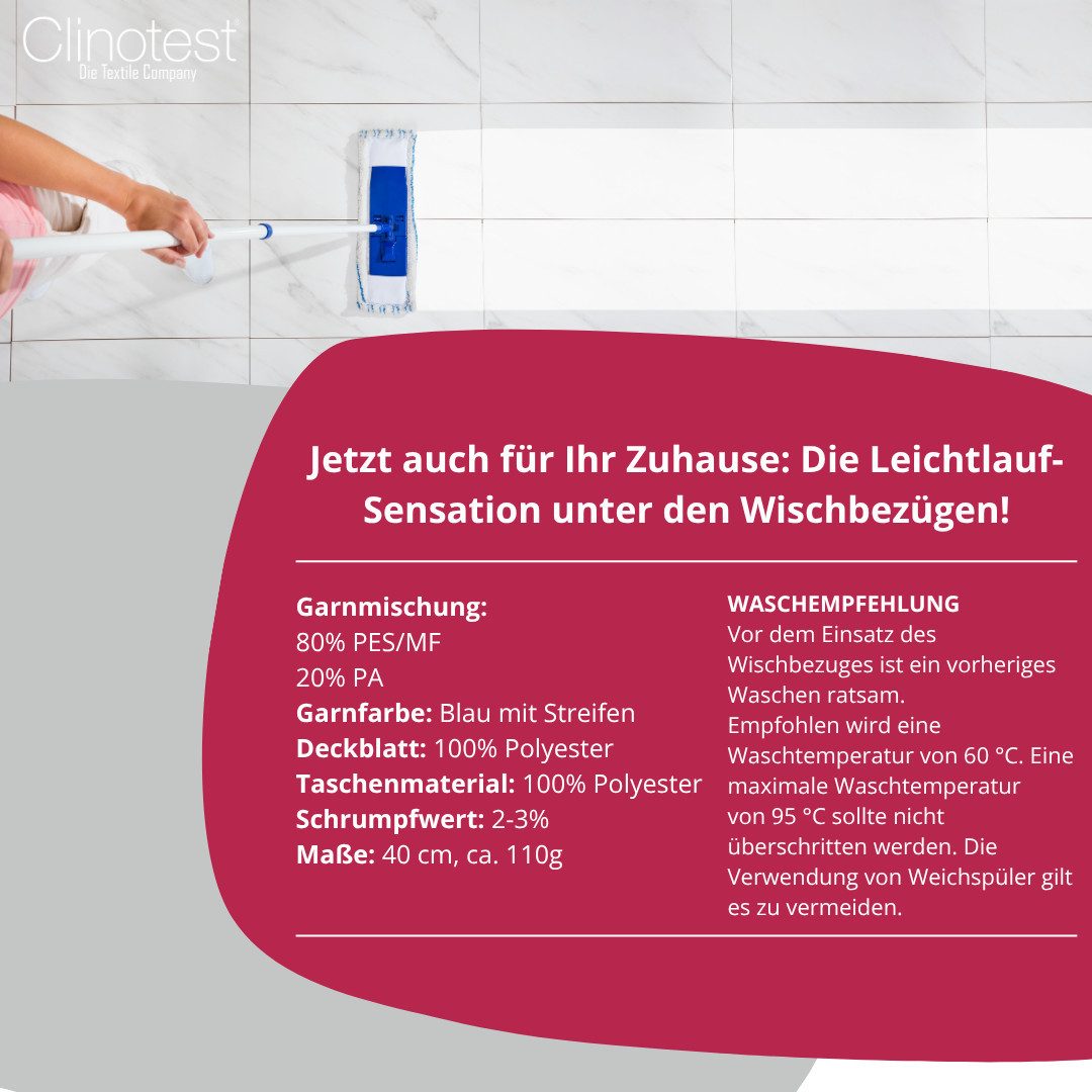 Clinotest Wischmopp "Runner Blue DB-FC 2.0", 40 cm Wischbezug (1-tlg) – Bild 3 von 4