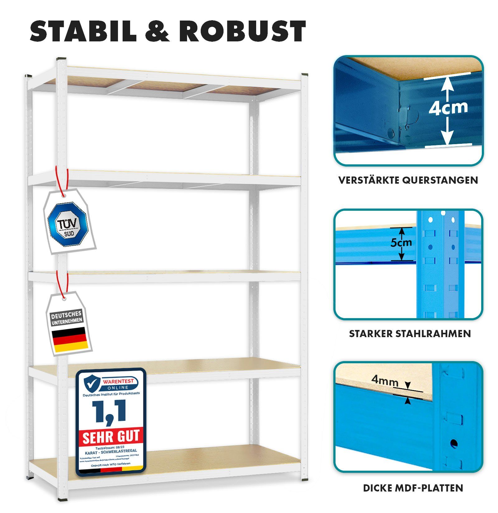 Karat Schwerlastregal Steckregal, Weitspannregal für Garage, Keller