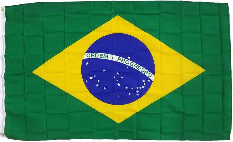 trends4cents Flagge XXL Flagge Fahne mit 3 Messingösen in 250 x 150 cm (Brasilien), für Fahnenmaste