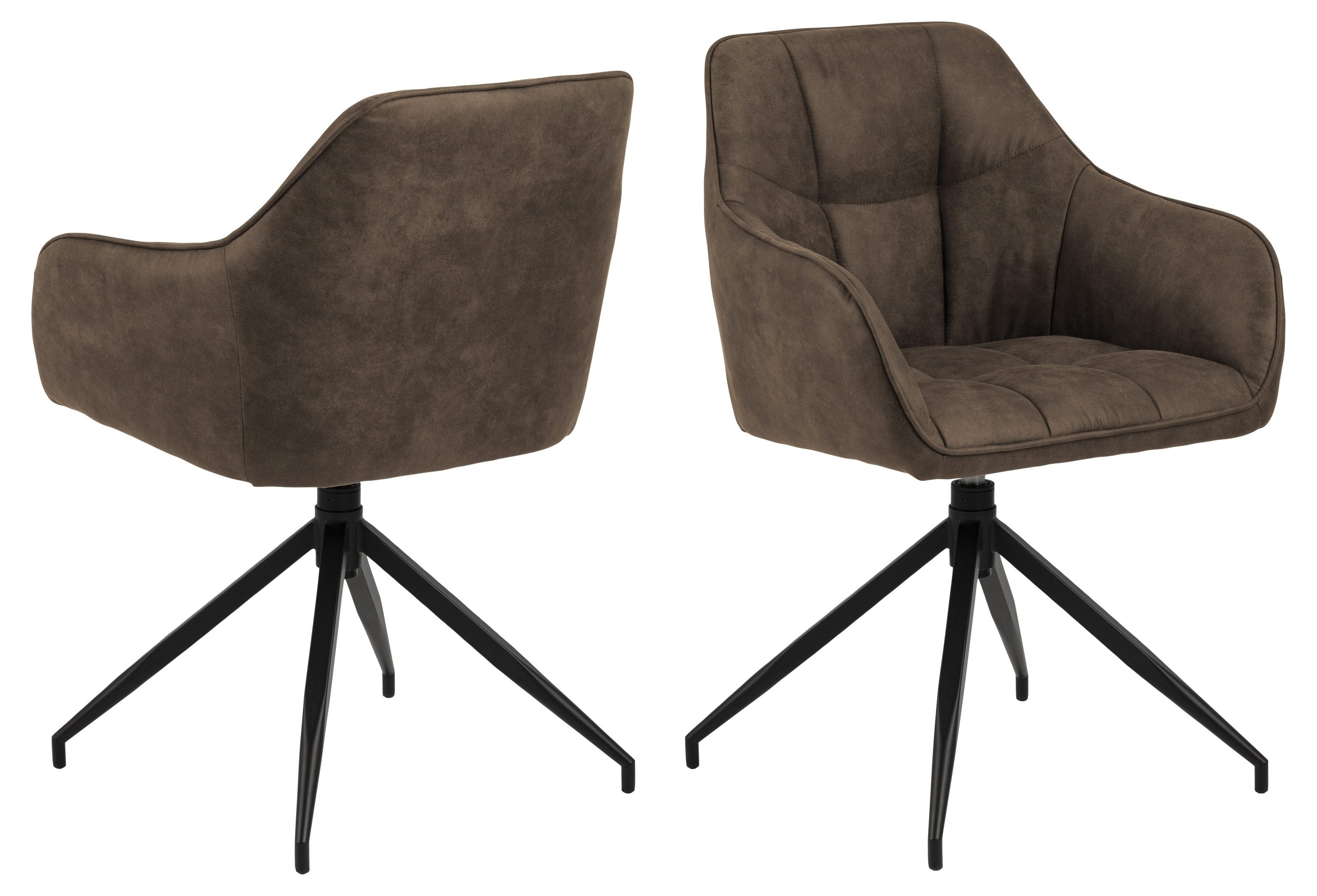 Armlehnstuhl in Braun, Polyester, Stahl - 58x84,5x54,5cm (BxHxT)