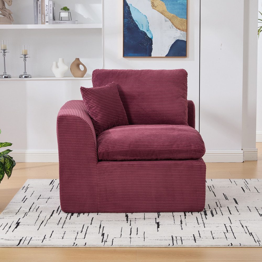 BBWL Sofa Stoff Sofa modern minimalistisch, weicher Corduroy Sessel, mit Kissen für Wohnzimmer, nordischer Freizeitstuhl ohne Montage