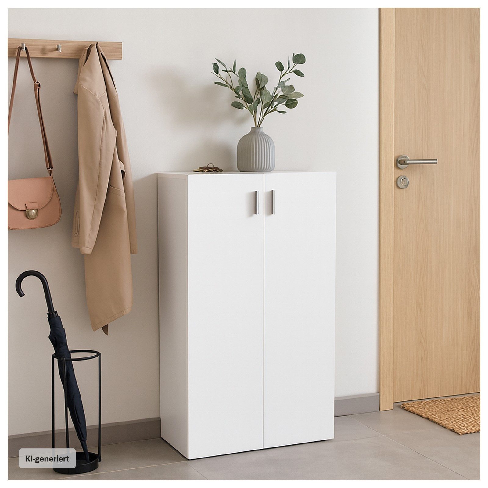 HTI-Living Mehrzweckschrank Kommode mit 3 Regalfächern Nina Weiß (Stück, 1-St., 1 Kommode) Schrank Anrichte Sideboard – Bild 4 von 5
