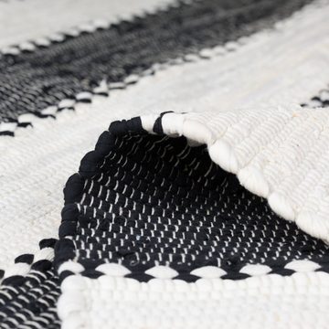 Teppich Traditioneller DURRIE Teppich schwarz-weiss rechteckig diverse Größen, LebensWohnArt, Höhe: 1 mm