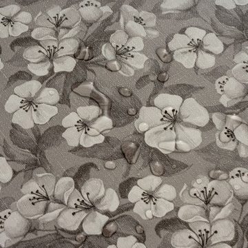 laro Tischdecke Wachstuch-Tischdecken Abwaschbar Blumen Grau Weiß rechteckig