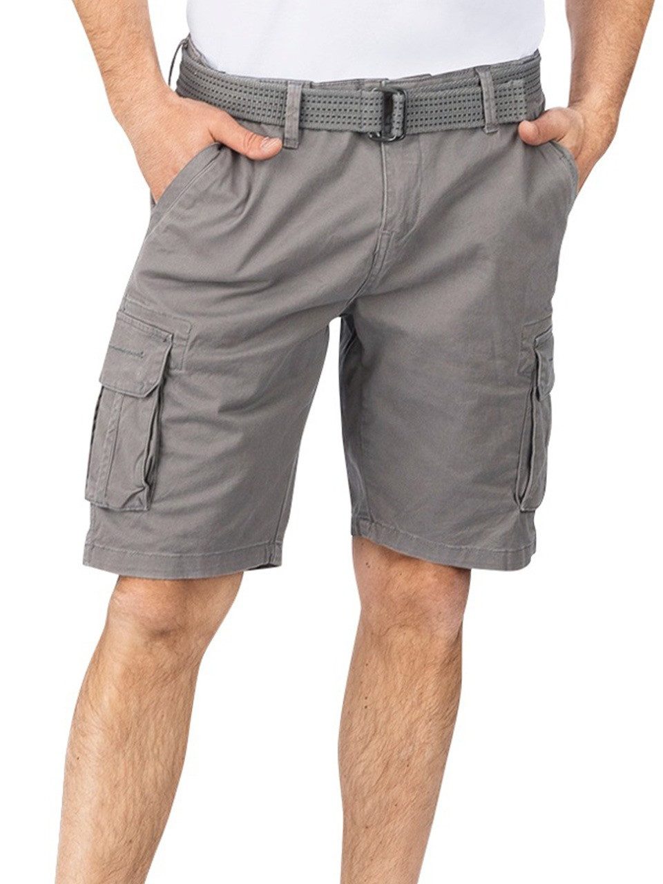 riverso Cargoshorts Herren Shorts RIVJoko Regular Fit Bermudashorts mit Gürtel