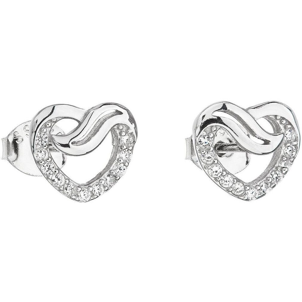 EVOLUTION Ohrring-Set Silver earrings with zircon white heart 11114.1