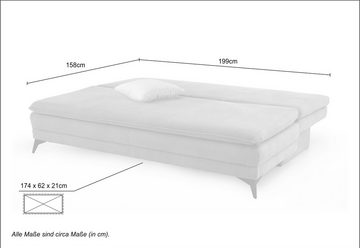 luma-home Schlafsofa 15158, Dauerschläfer mit Bettkasten 202 cm breit, Wellenunterfederung, integrierterTopper, Mikrofaser, Braun