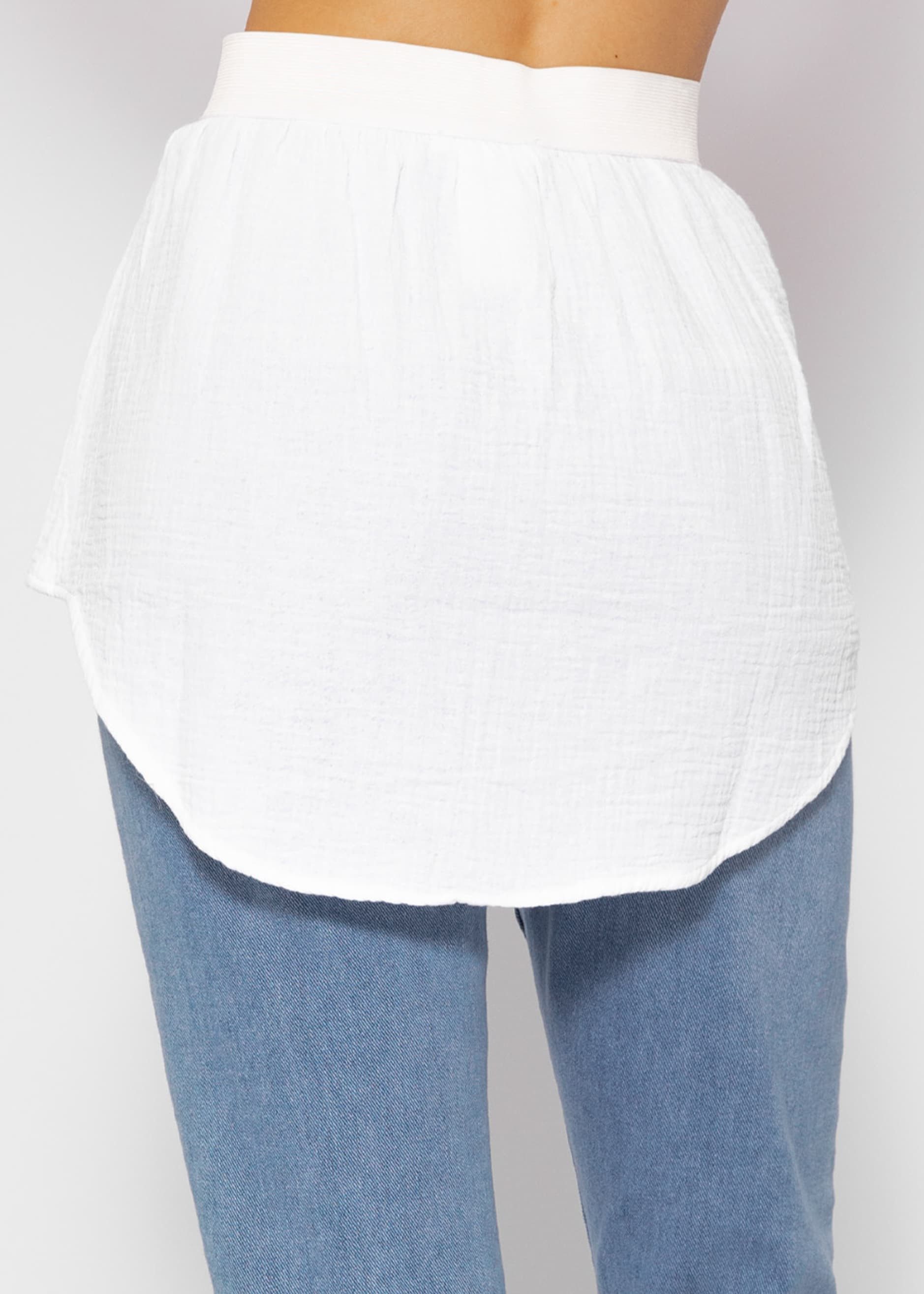 SASSYCLASSY Unterrock Blusen Unterrock Damen Saum Verlängerung Elegant Musselin Halbrock Hemdverlängerung mit Gummibund Weiß Schwarz – Bild 5 von 5