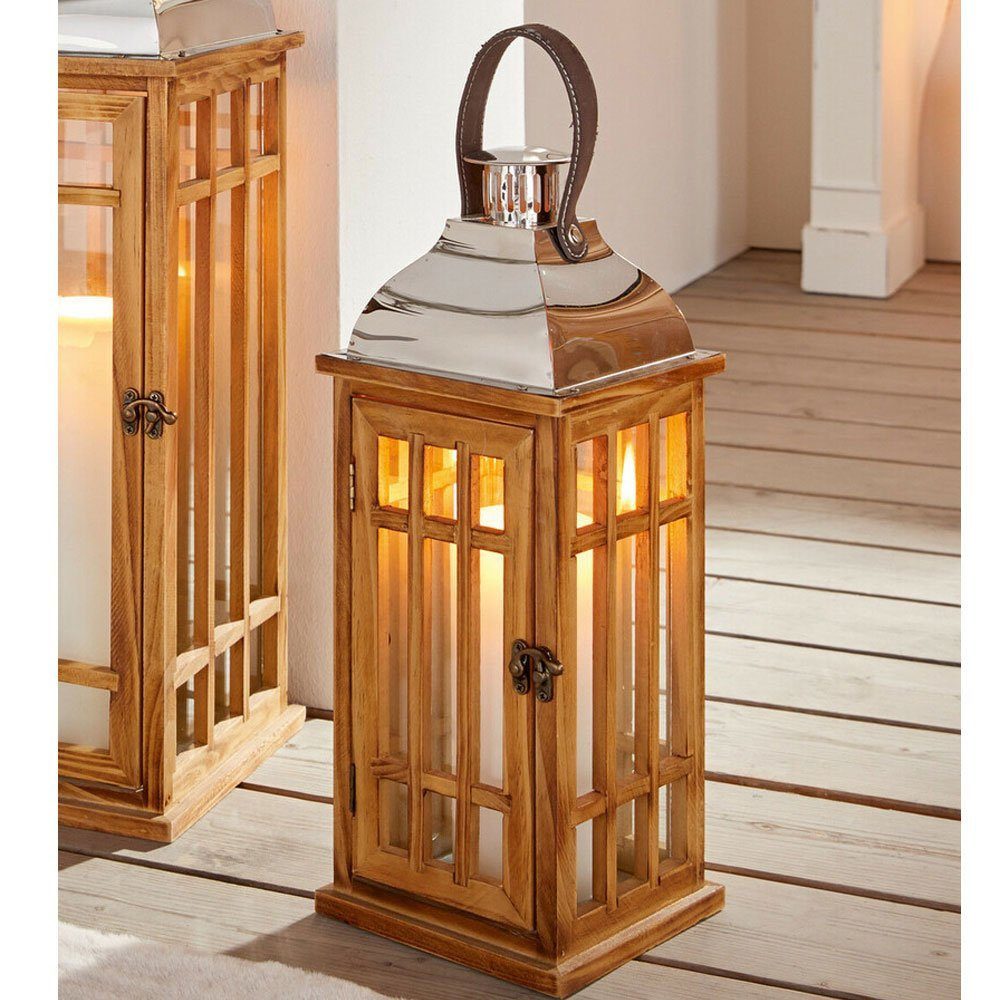 Home-trends24.de Kerzenlaterne Laterne Windlichter Kerzenhalter Kerzenständer Teelichthalter Holz – Bild 2 von 5
