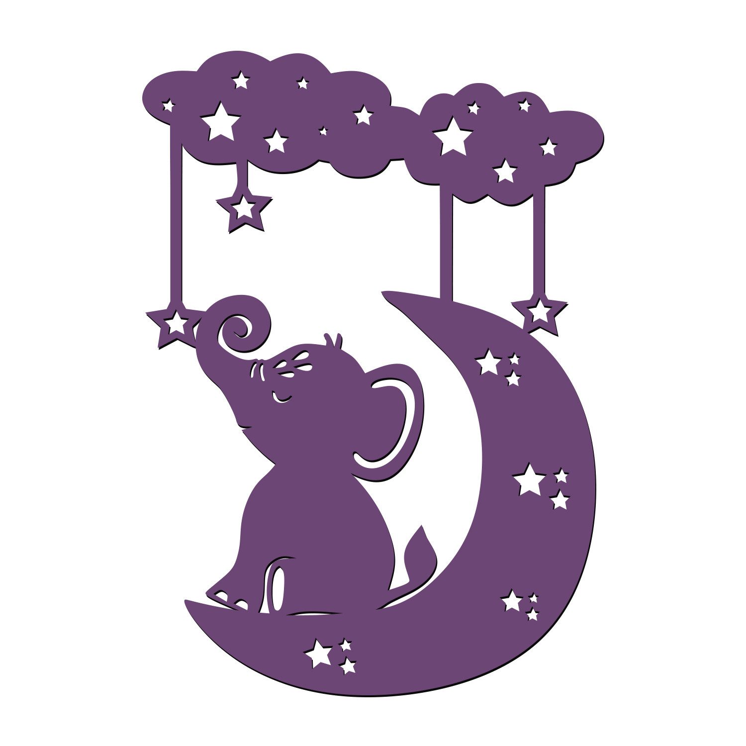 Namofactur LED Nachtlicht Elefant auf Wolke im Sternenhimmel - Schlaflicht mit Elefanten Motiv, Ohne Zugschalter, LED fest integriert, Warmweiß, Wanddekoobjekt Kinderzimmer Leuchte batteriebetrieben